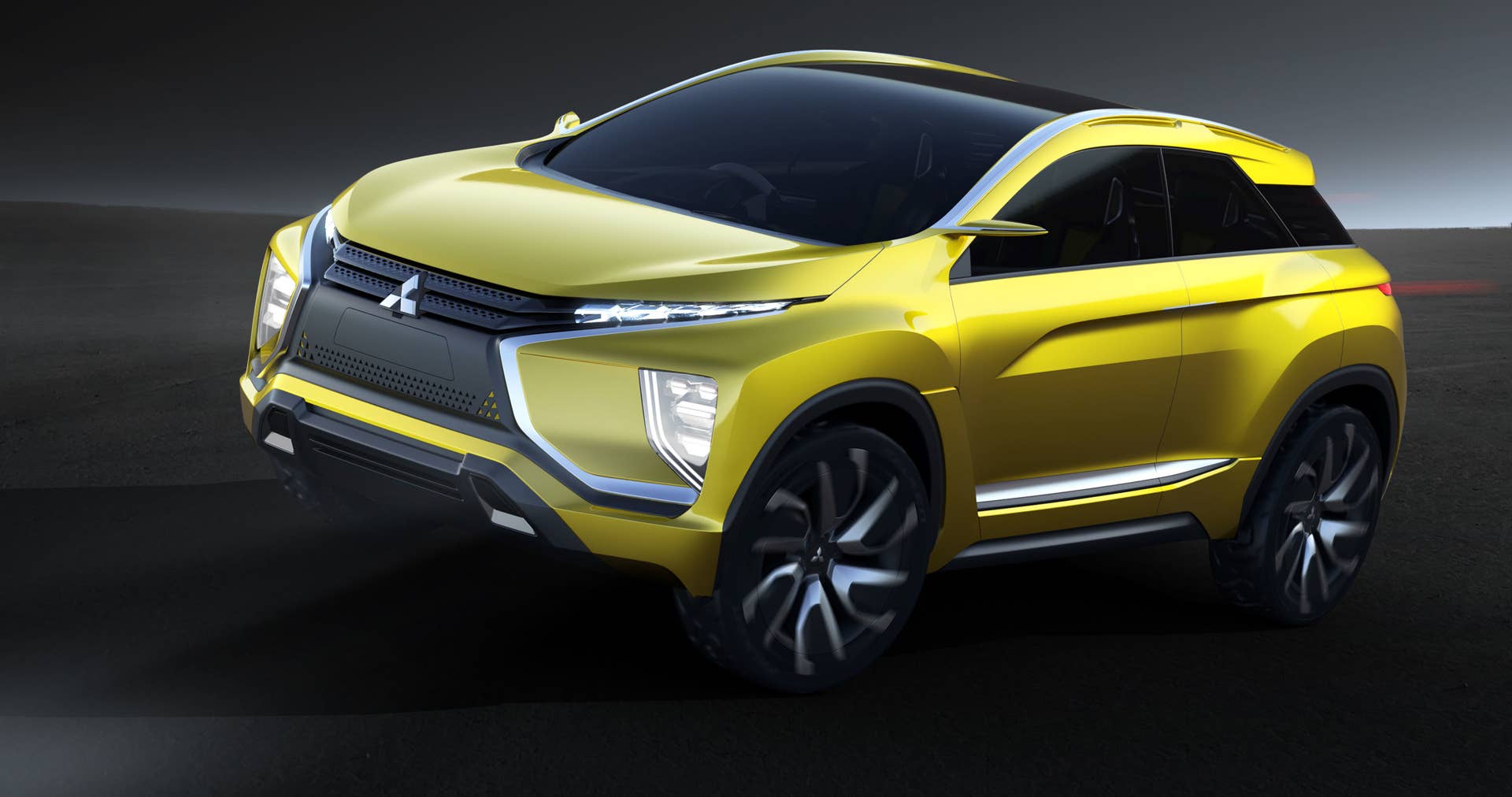 yellow mitsubishi ex concept front three quarters studio