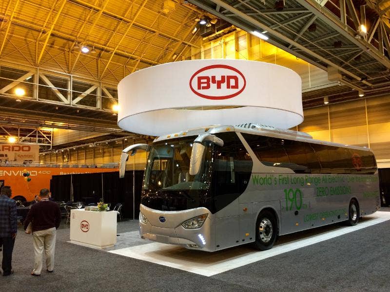 Pictured Above: The BYD C9 unveiled at the 2015 United Motor Coach Association Expo (PRNewsFoto/BYD Motors Inc.)