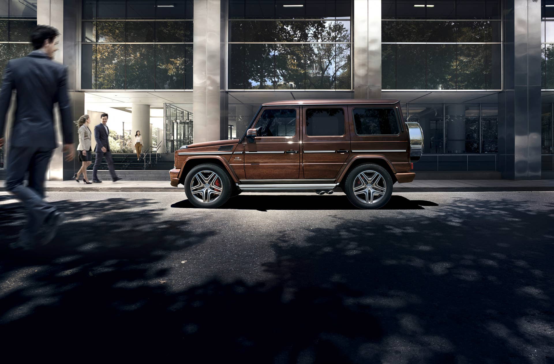 Mercedes-AMG G63 parked side brown