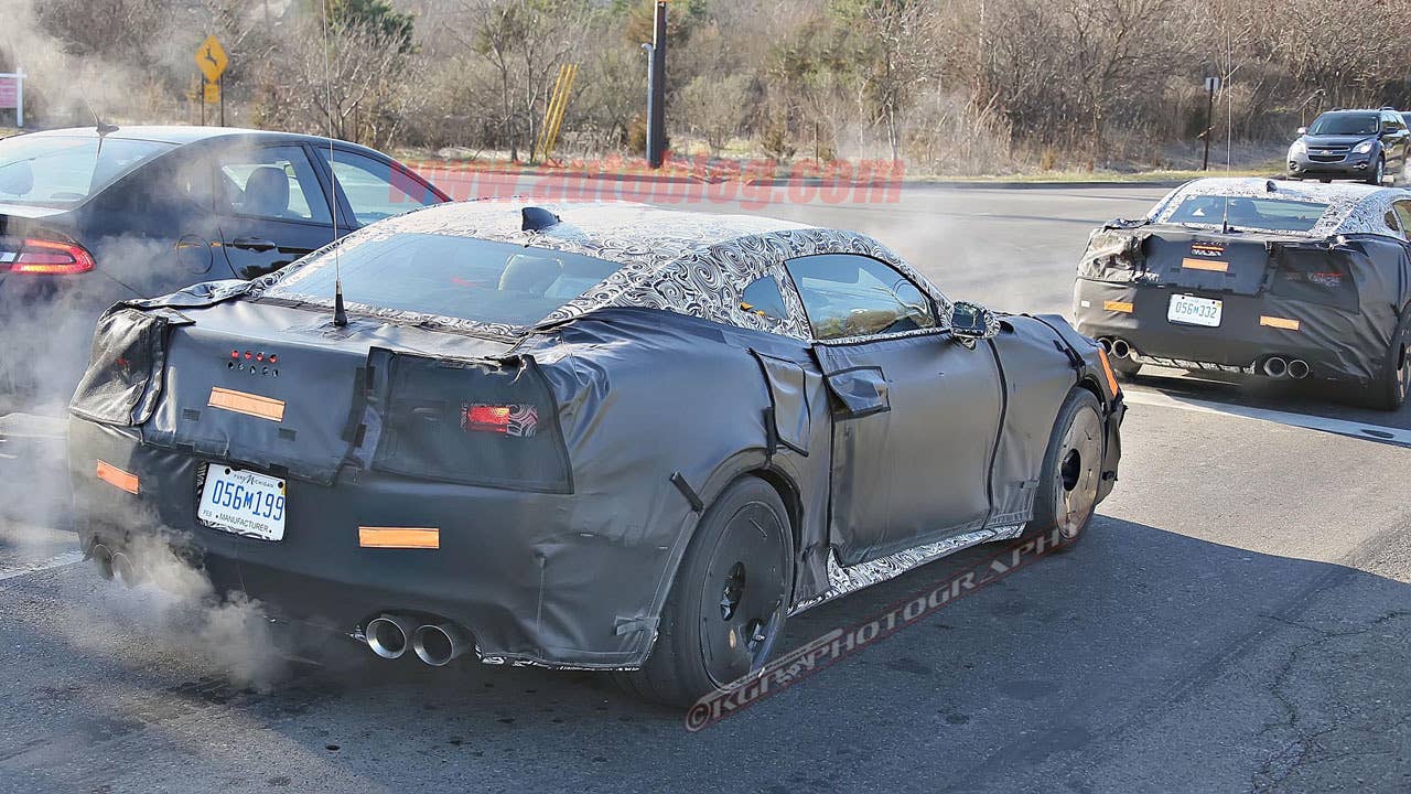 chevy camaro z28 spy shot pair rear three quarters