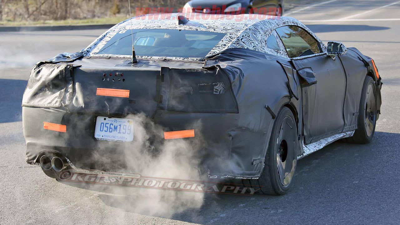chevy camaro z28 spy shot rear three quarters