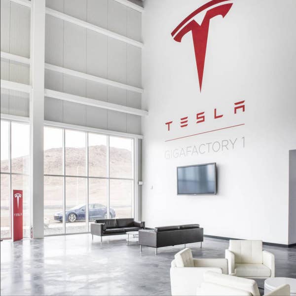 The lobby of Tesla Gigafactory 1 in Sparks, Nevada.