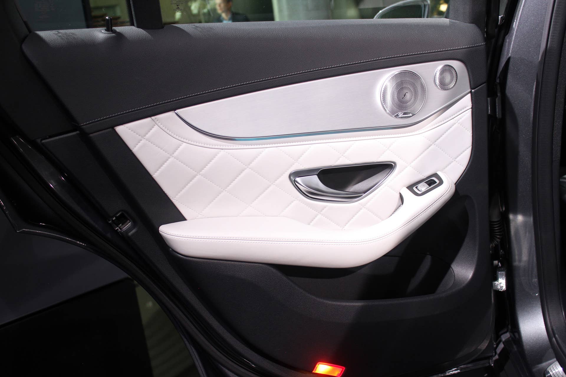The 2016 Mercedes-Benz GLC 350e unveiled in Stuttgart, rear door panel.