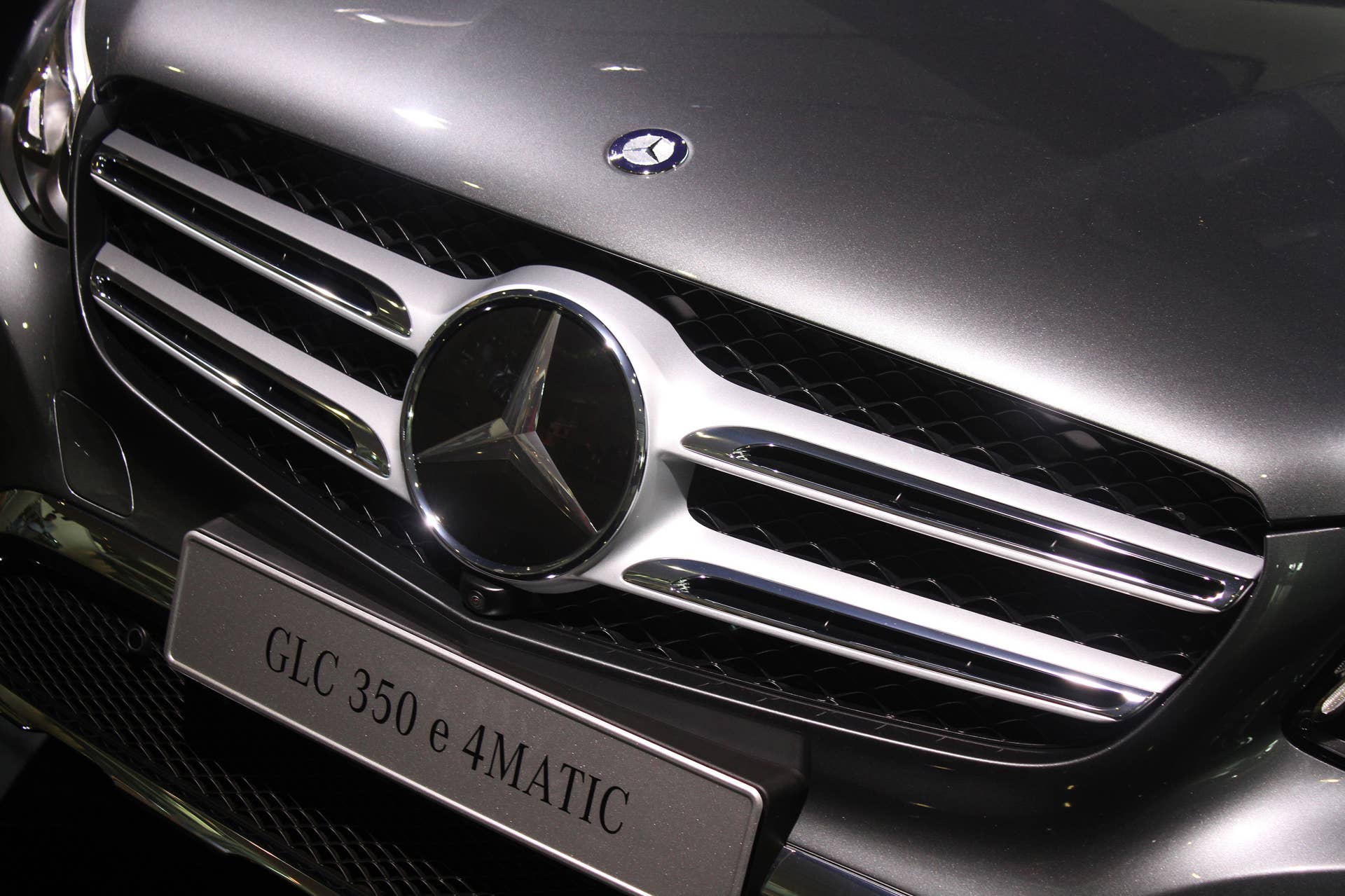 The 2016 Mercedes-Benz GLC 350e unveiled in Stuttgart, grille.