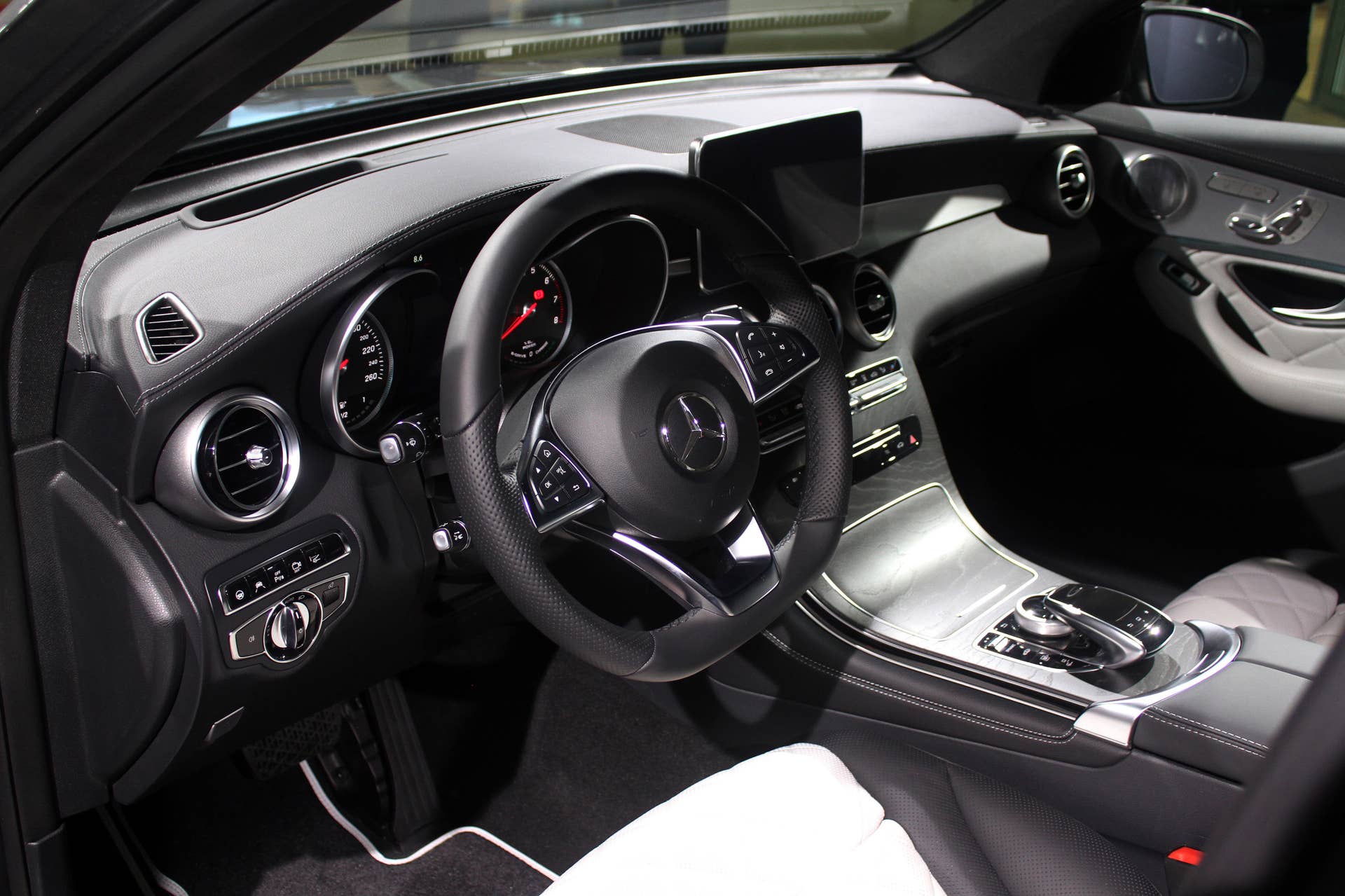 The 2016 Mercedes-Benz GLC 350e unveiled in Stuttgart, interior left.