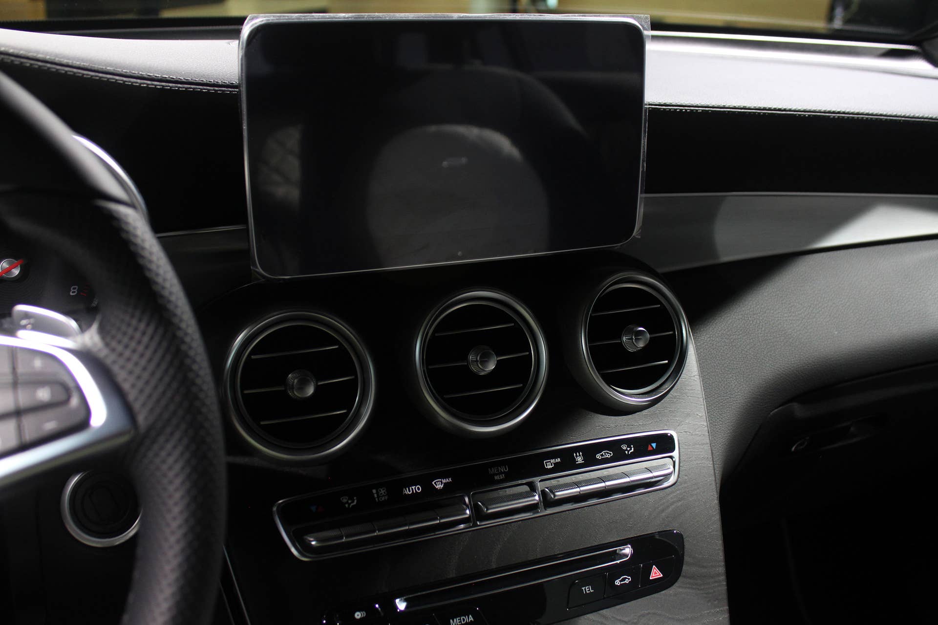 The 2016 Mercedes-Benz GLC 350e unveiled in Stuttgart, center console.