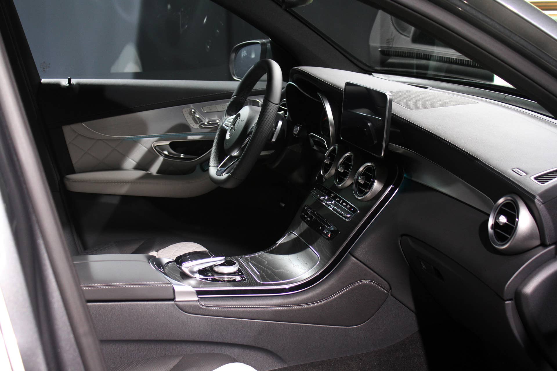 The 2016 Mercedes-Benz GLC 350e unveiled in Stuttgart, interior right.