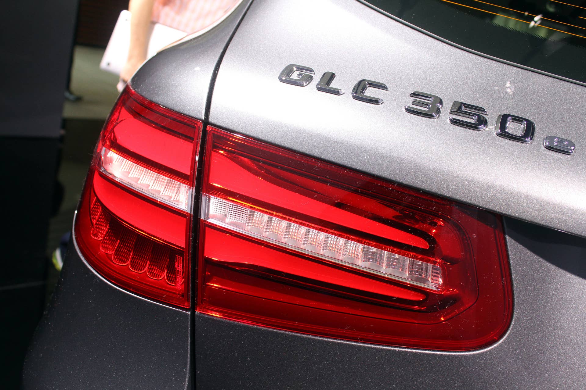 The 2016 Mercedes-Benz GLC 350e unveiled in Stuttgart, taillight.