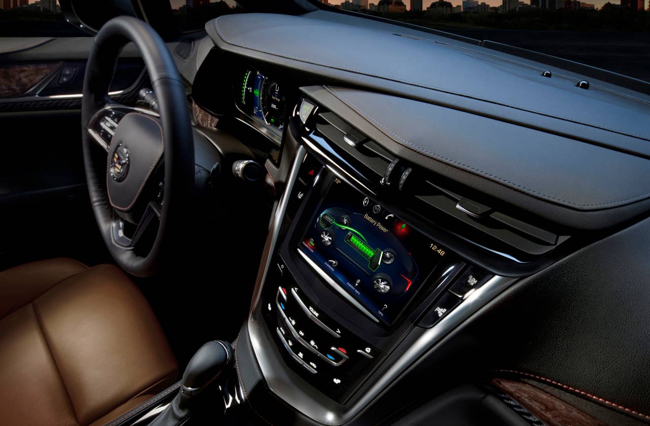 The 2014 Cadillac ELR Cadillac CUE features a large, eight-inch, full-color capacitive-touch screen in the center of the instrument panel. It supports the electrified driving experience with displays on driving efficiency, energy usage, charging options and more, in addition to a broad range of infotainment options. The ELR is the industrys only electric vehicle offered by a full-line luxury automaker. Production starts in late 2013.