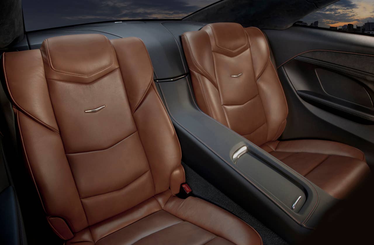 The 2014 Cadillac ELRs 2+2 layout features fold-down rear seats to accommodate longer items, such as skis, snowboards and golf clubs. The ELR is the industrys only electric vehicle offered by a full-line luxury automaker. Production starts in late 2013.