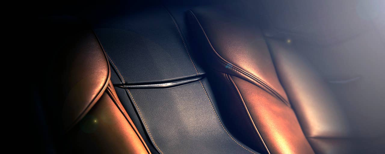 The 2014 Cadillac ELRs leather-trimmed interior blends authentic chrome and wood accents  and available carbon fiber trim  as well as a sumptuous microfiber headliner and steering wheel covered in leather and sueded microfiber. The ELR is the industrys only electric vehicle offered by a full-line luxury automaker. Production starts in late 2013.