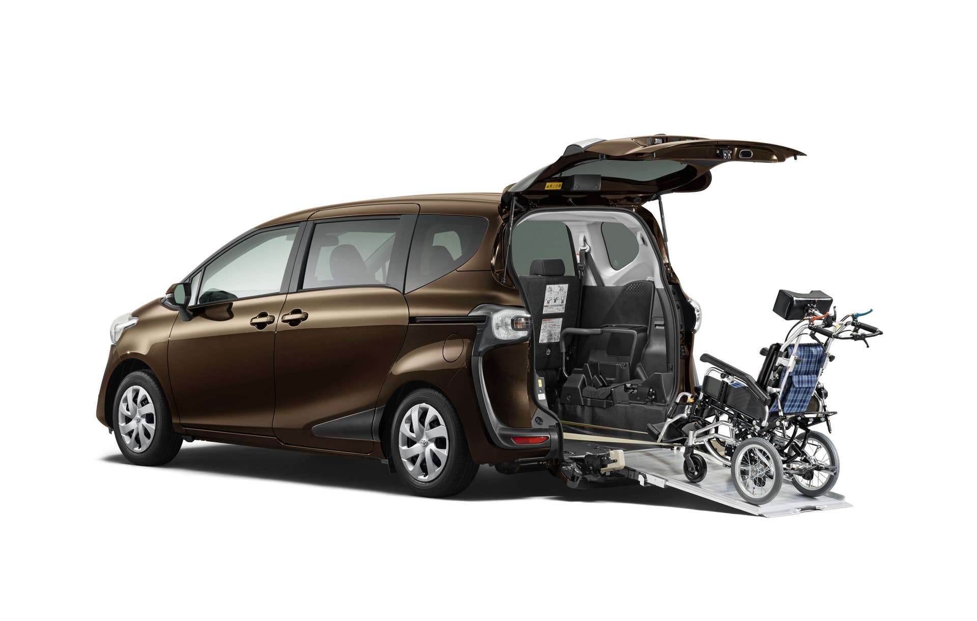 yellow toyota sienta wheelchair ramp