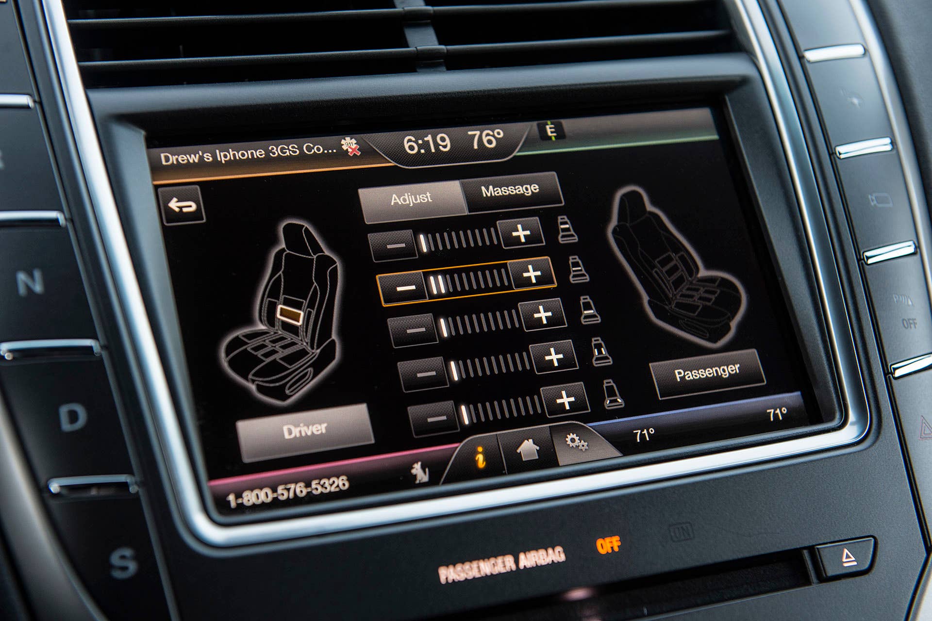 2016 Lincoln MKX seat massager controls