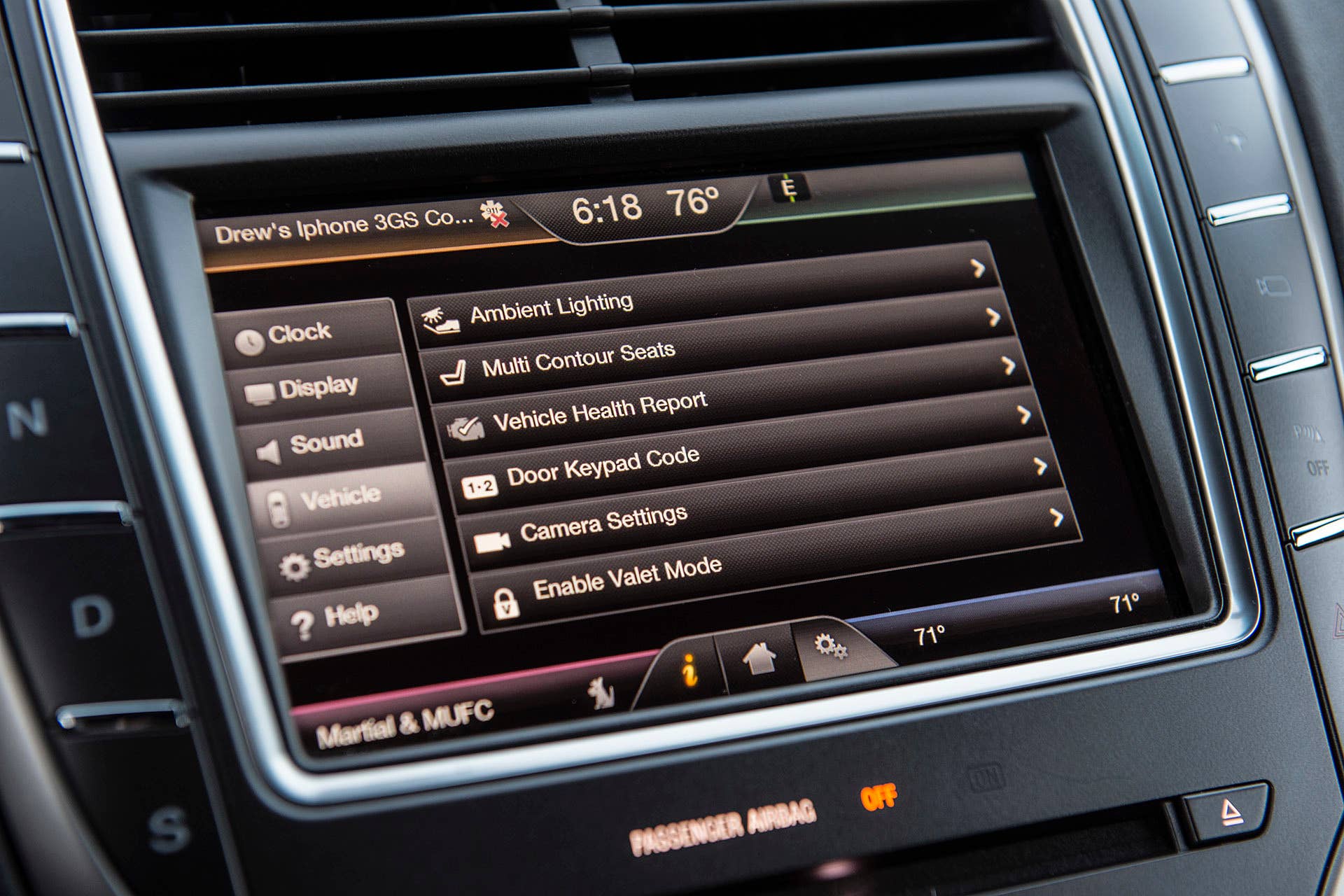2016 Lincoln MKX vehicle setting controls