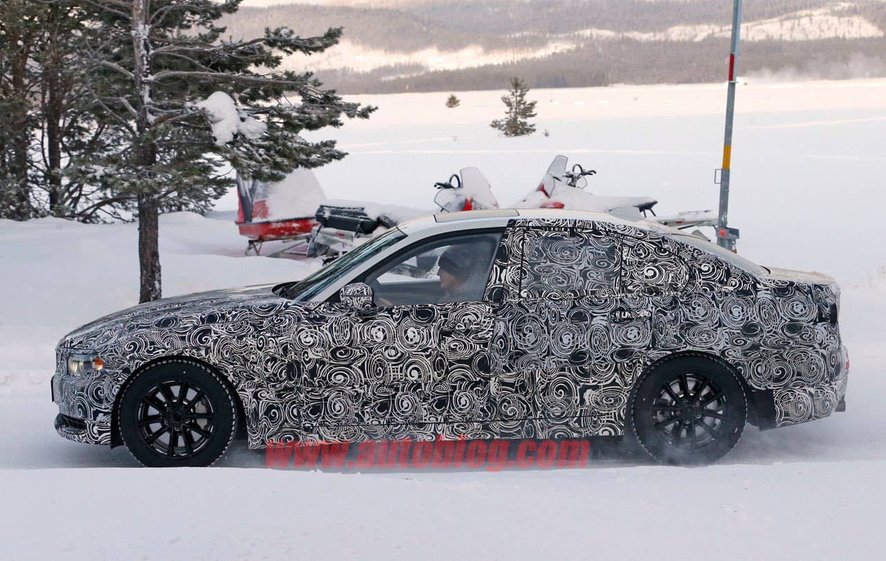 bmw 3 series spy shot camouflage side profile