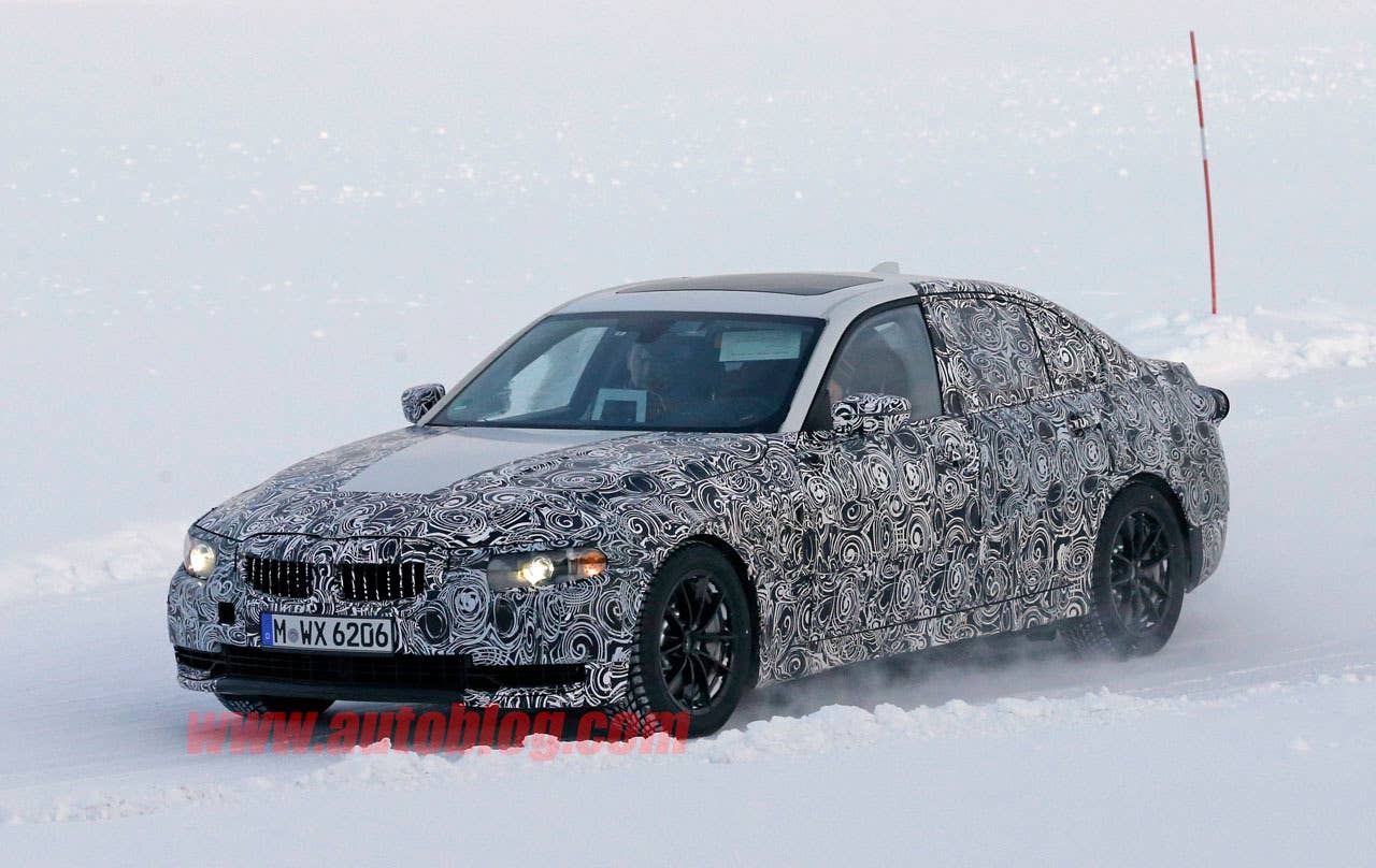 bmw 3 series spy shot snow