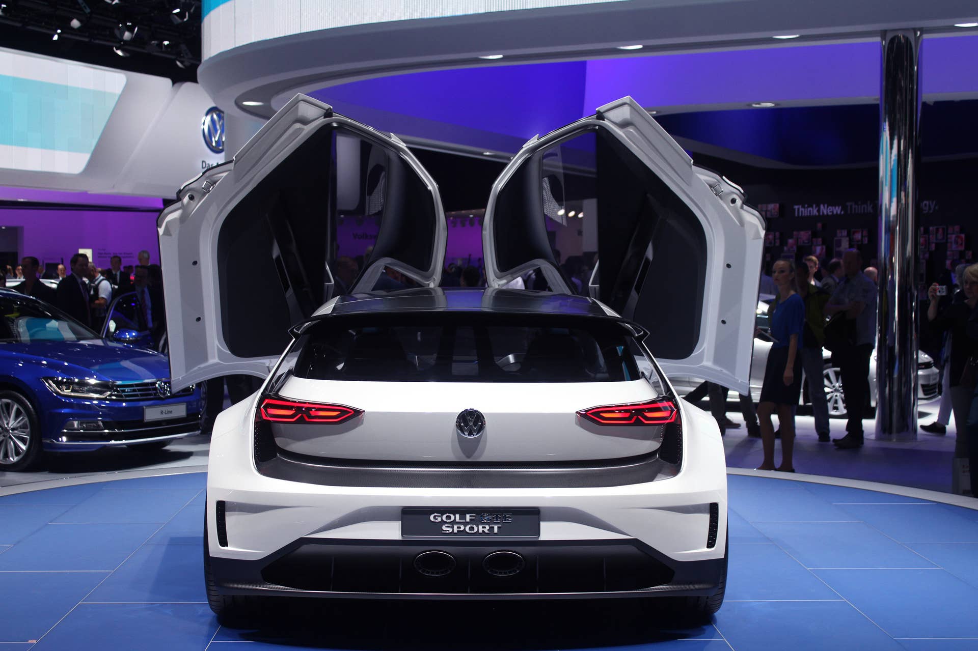 The Volkswagen Golf GTE Sport concept showed off at the 2015 Frankfurt Motor Show, rear view.