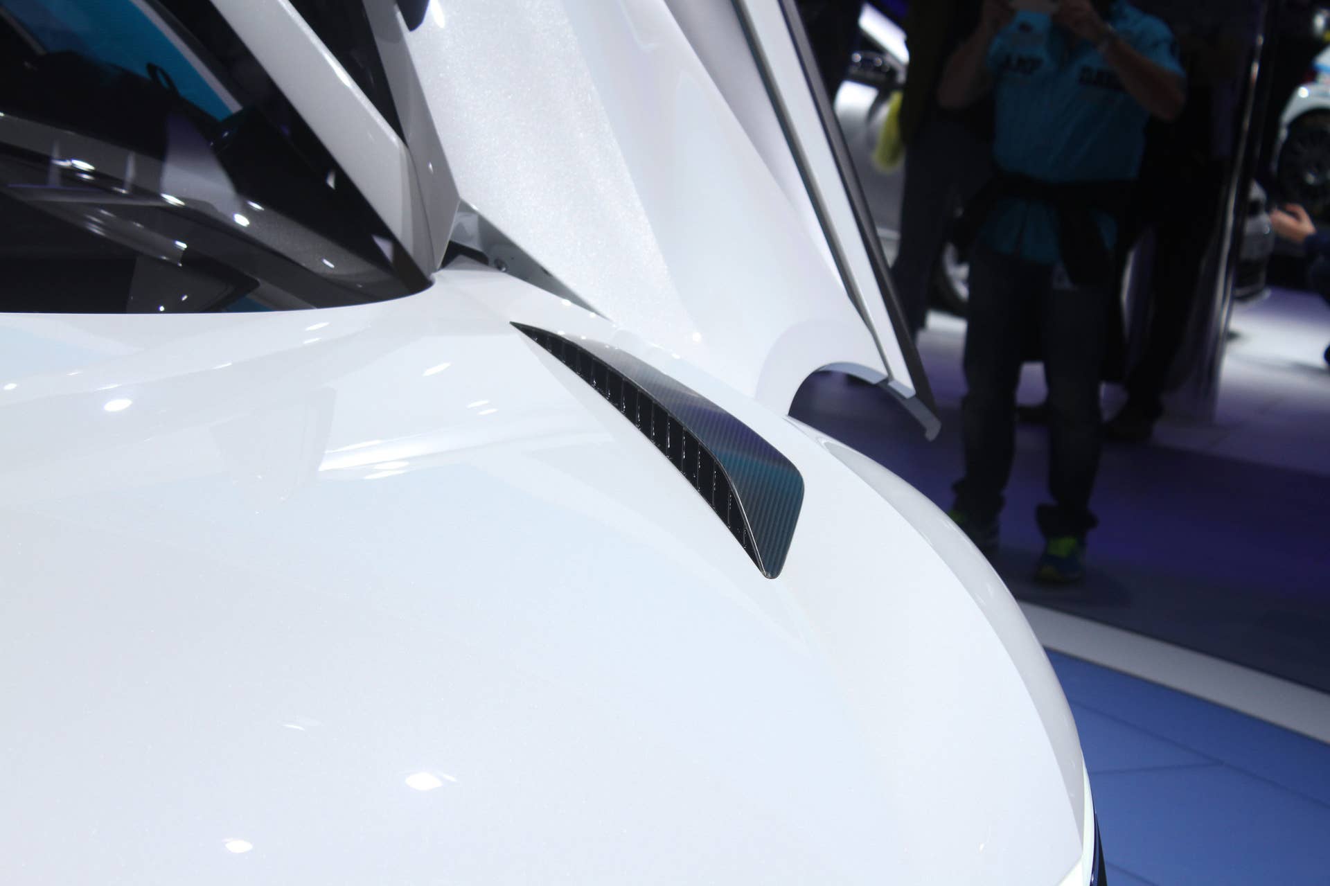 The Volkswagen Golf GTE Sport concept showed off at the 2015 Frankfurt Motor Show, hood vents.