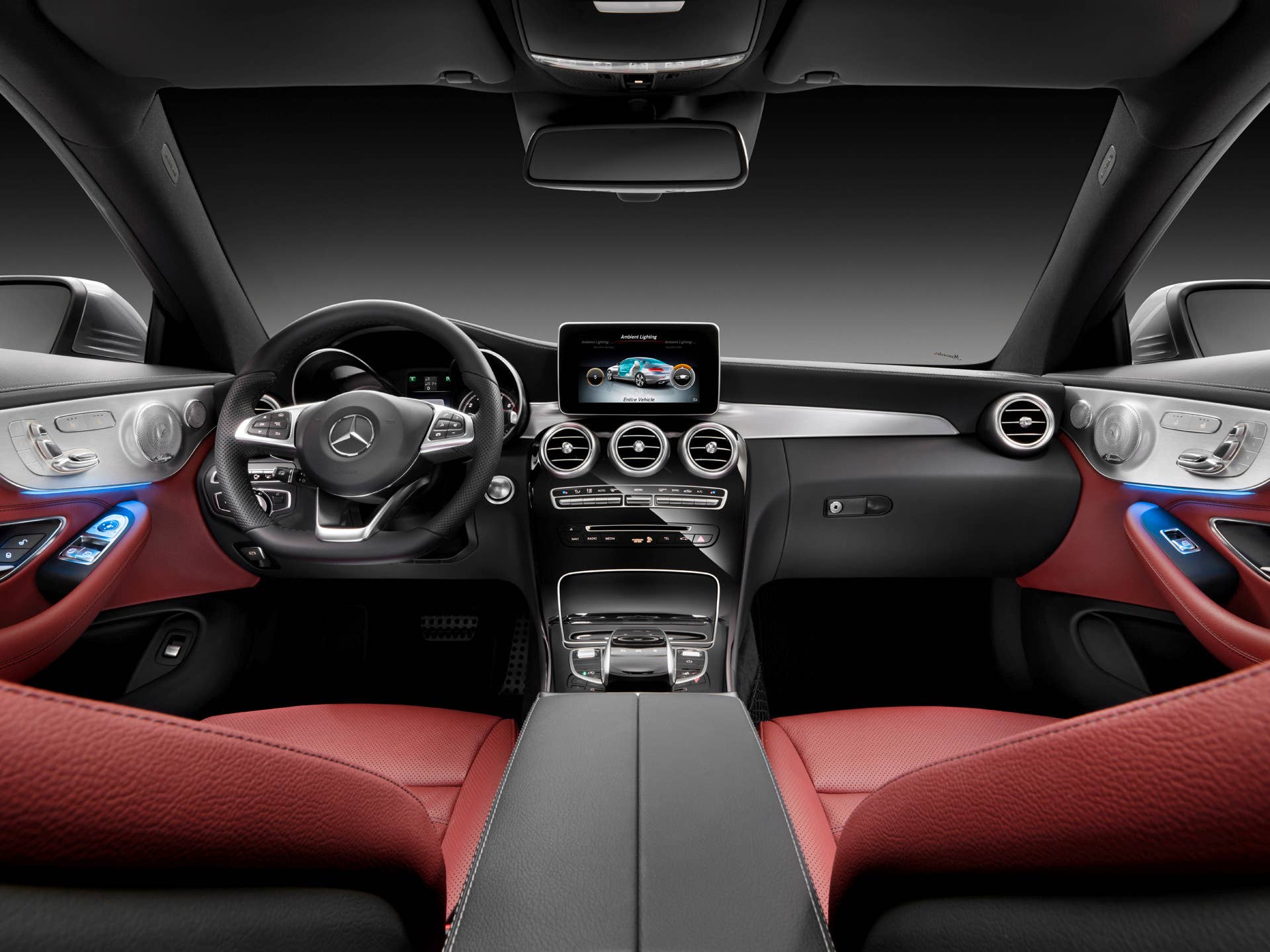 cabin interior aluminum leather mercedes c300