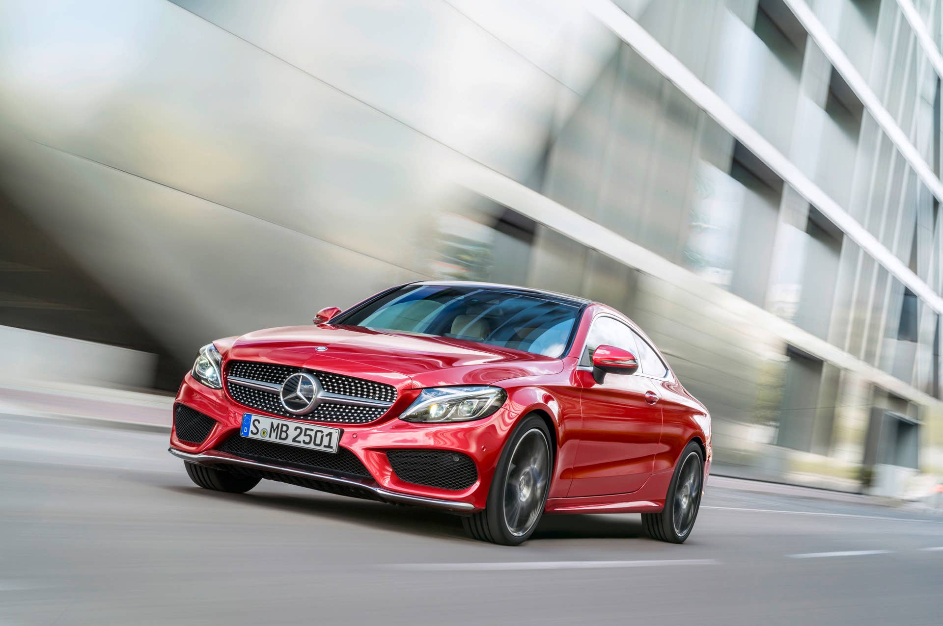 mercedes coupe c300 action red 2017