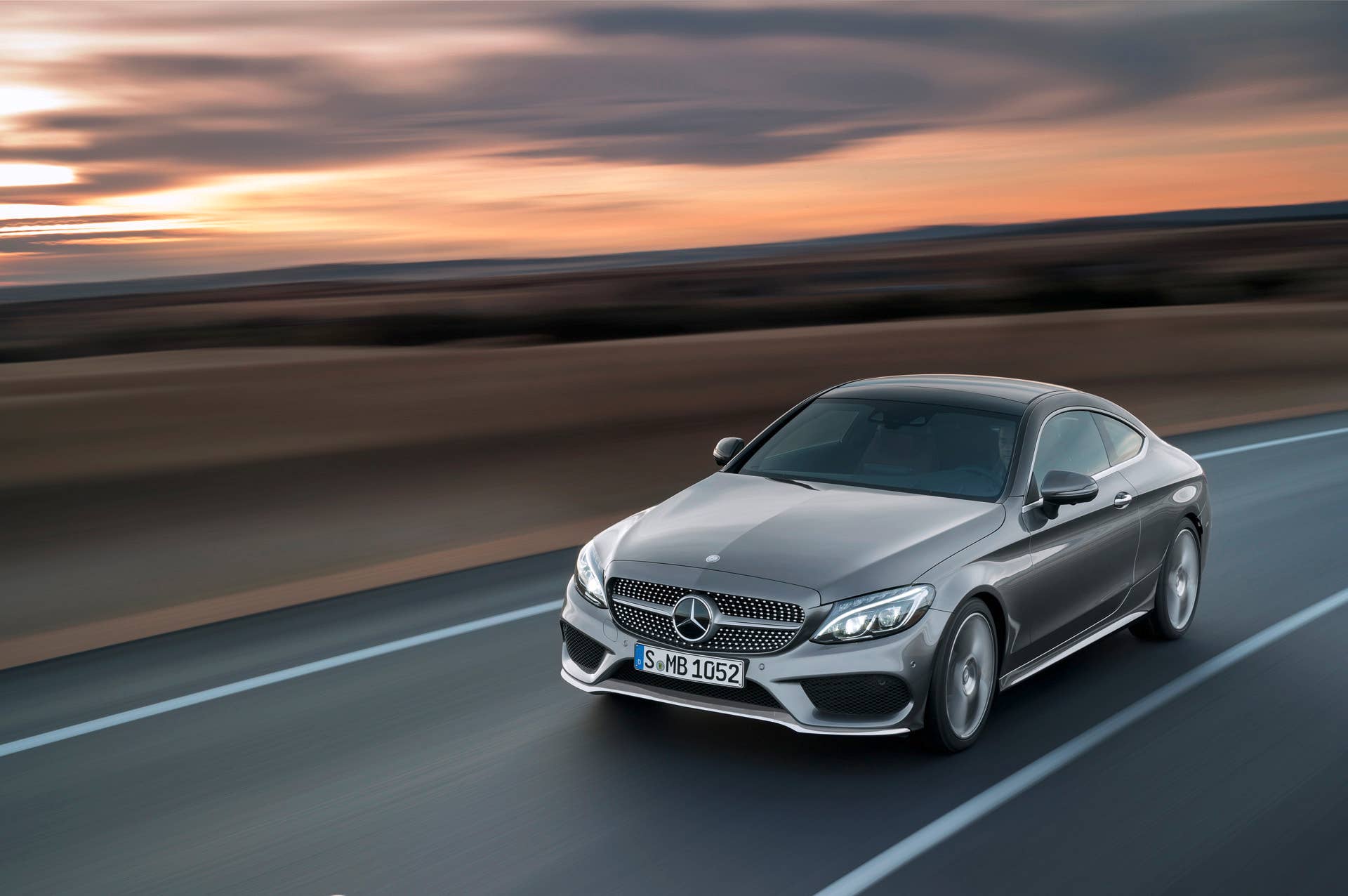 c-class action sunset mercedes coupe c300