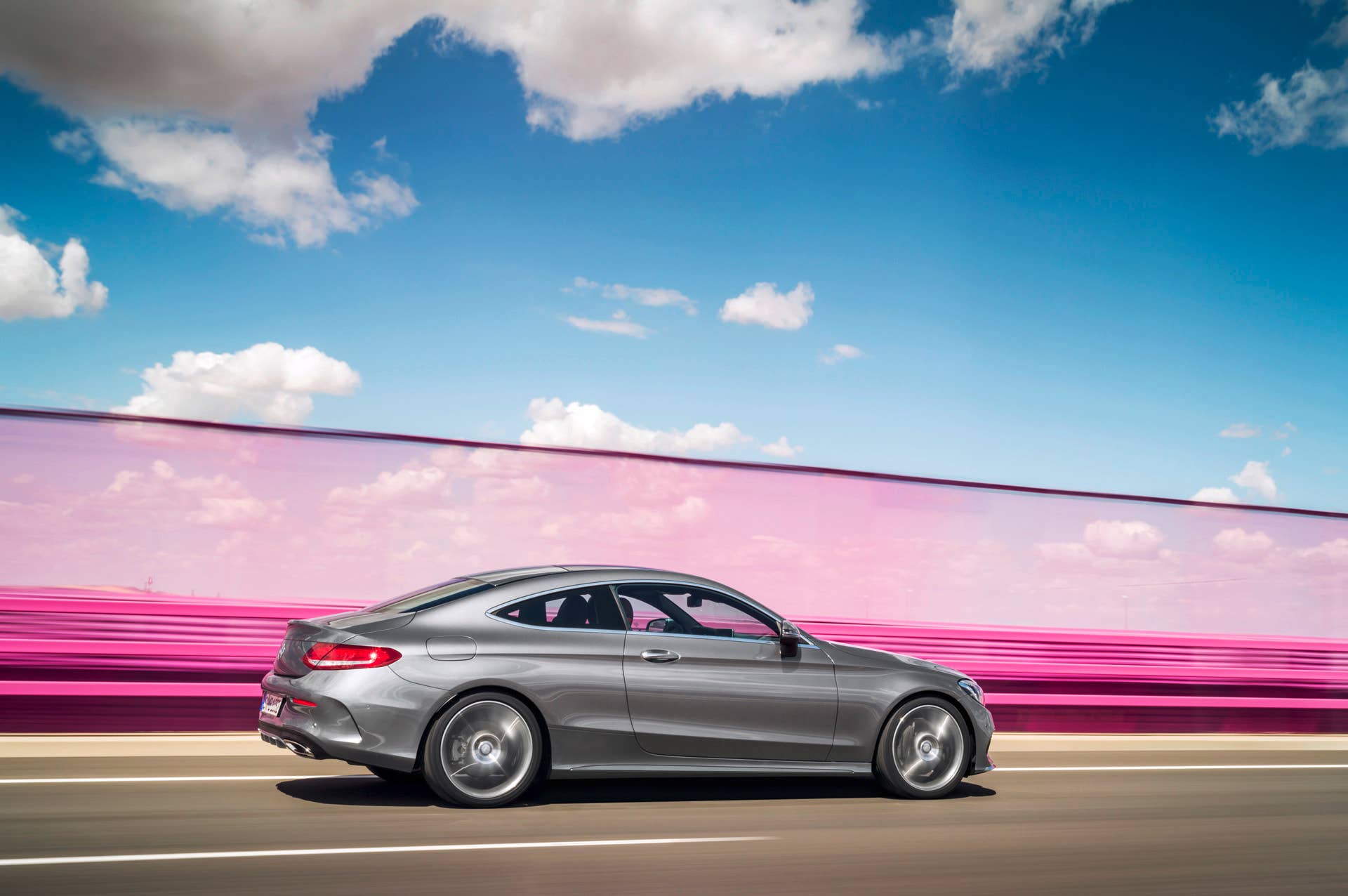 c-class angle rear profile side mercedes coupe