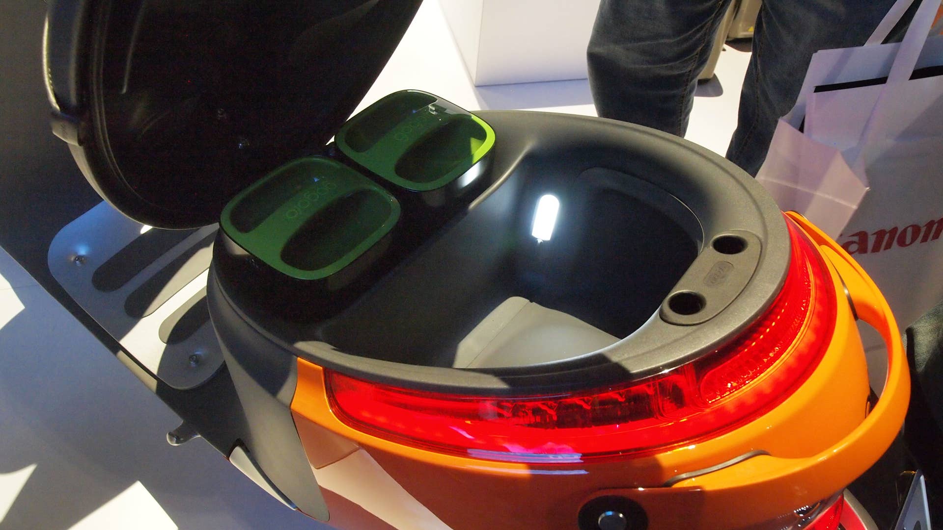 Panasonic Gogoro Electric Scooter storage compartment.