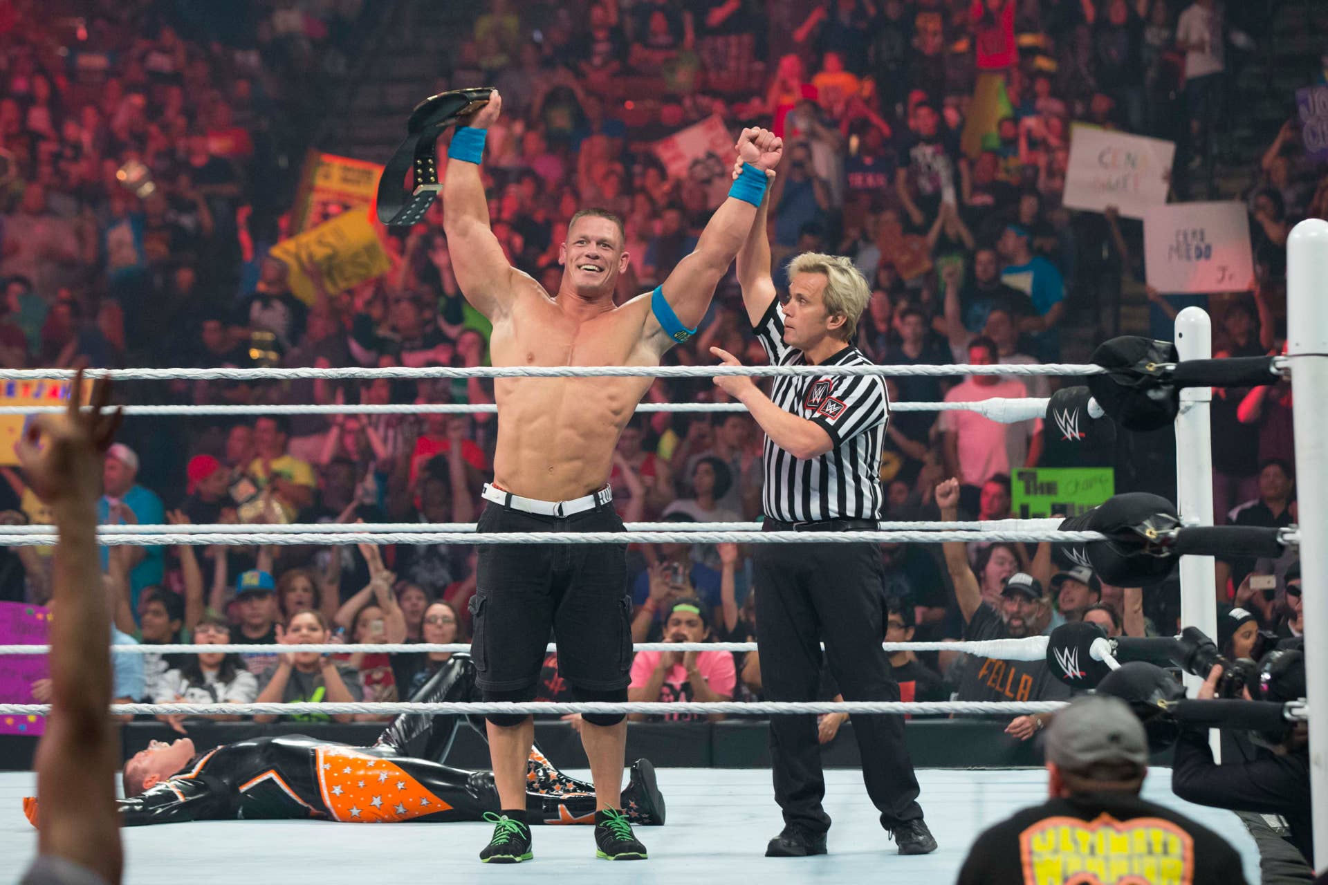 John Cena attends the WWE Monday Night Raw at the Frank Erwin Center on April 6, 2015 in Austin, Texas. (Photo by Suzanne Cordeiro/Corbis via Getty Images)