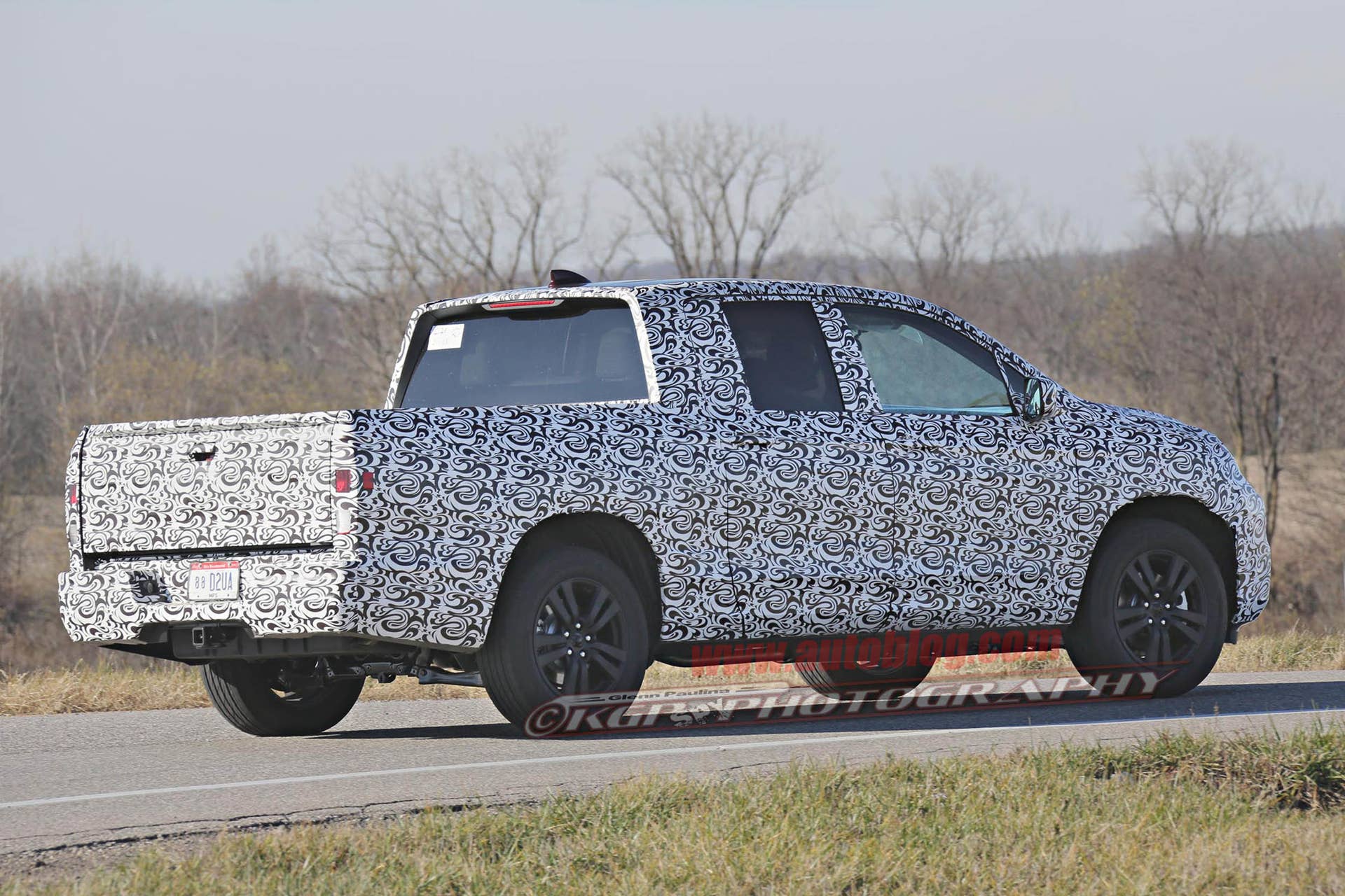 2017 Honda Ridgeline prototype rear 3/4
