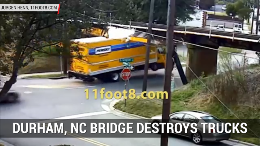 "Can Opener" Bridge Routinely Destroys Trucks In Durham, NC | Autoblog Minute