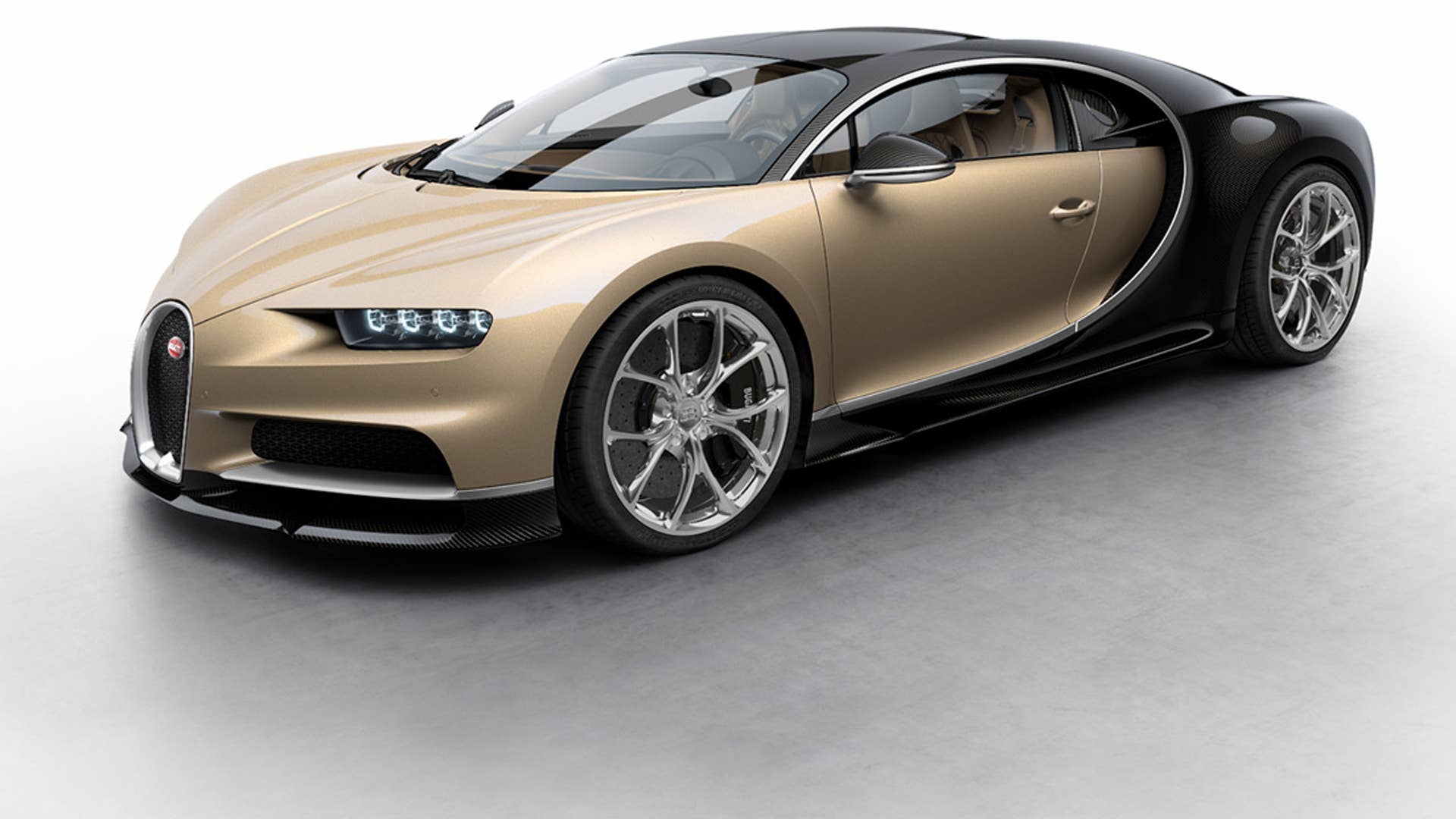 bugatti chiron gold black carbon fiber front