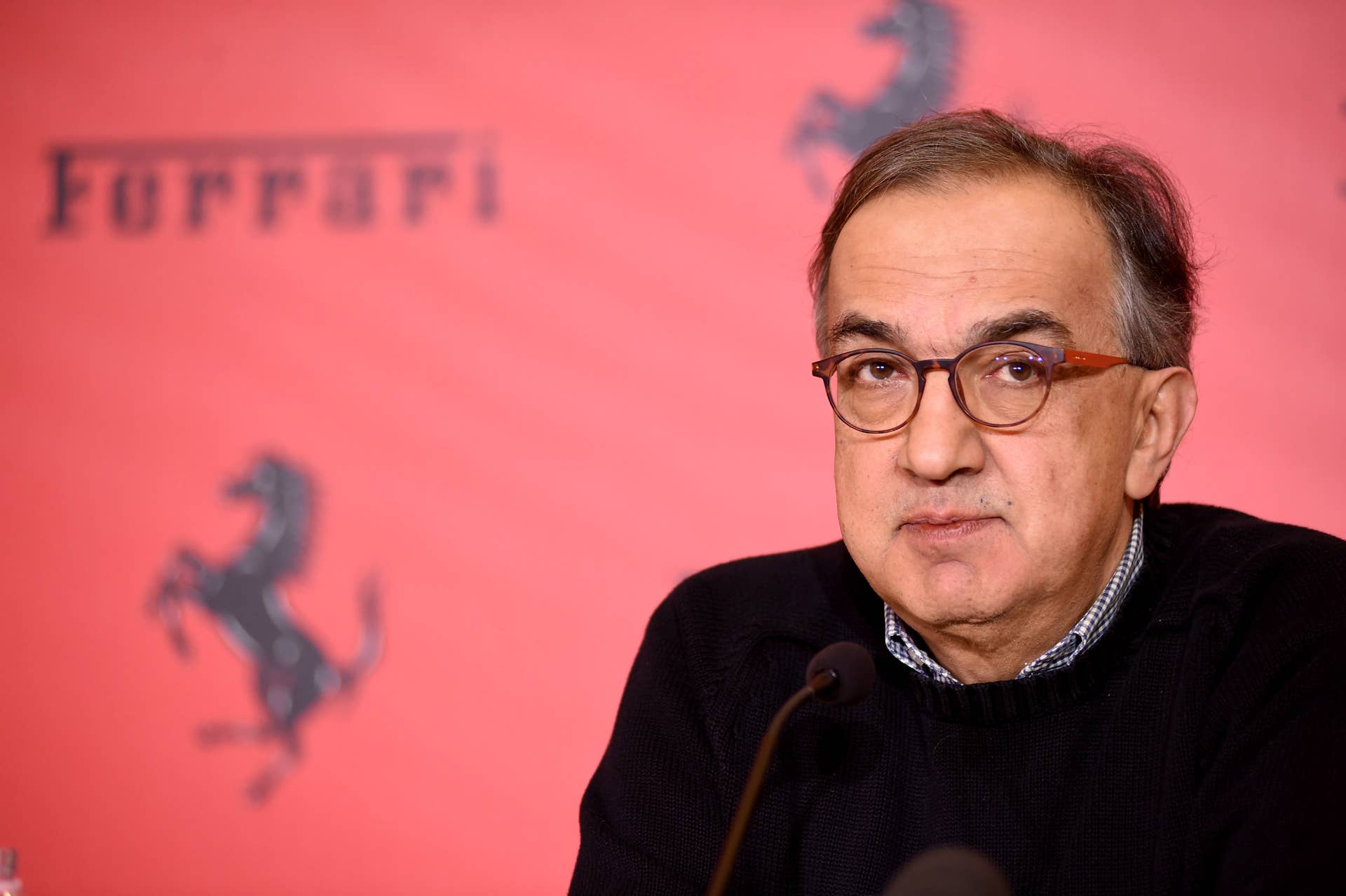 MILAN, ITALY - JANUARY 04: Sergio Marchionne, chief executive officer of Fiat Chrysler Automobiles NV speaks during the press conference at the launch on the Borsa Italiana, on January 4, 2016 in Milan, Italy. Following the success of its listing on the NYSE in Wall Street in October 2015, Ferrari SpA have launched on the Stock Exchange of Milan (Photo by Pier Marco Tacca/Getty Images)