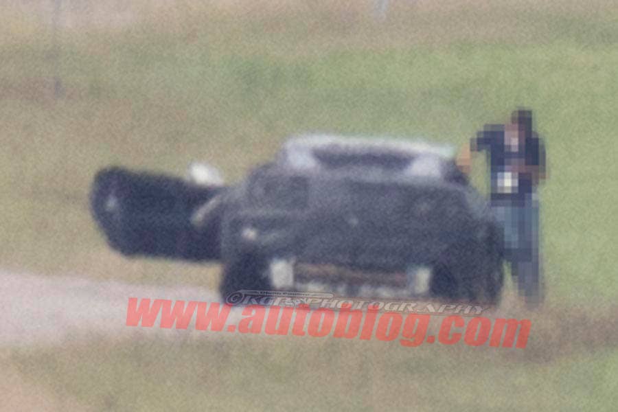 Mid-engine C8 Chevy Corvette spy shot rear close up