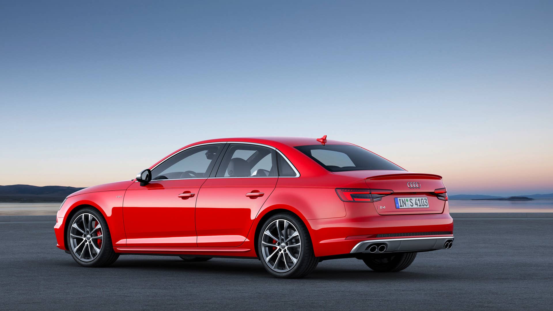 red 2017 audi s4 rear three quarters salt flats