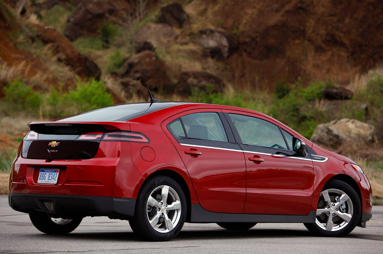 2011 Chevrolet Volt rear 3/4 view