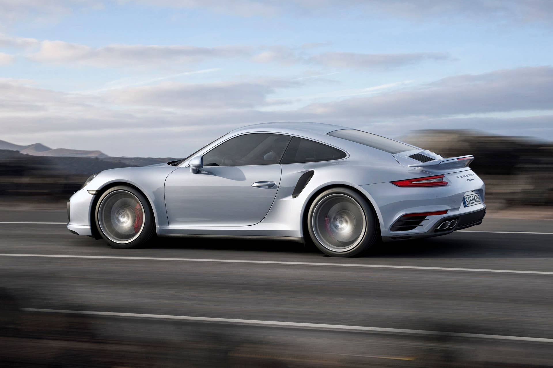 profile porsche 911 turbo silver action speed