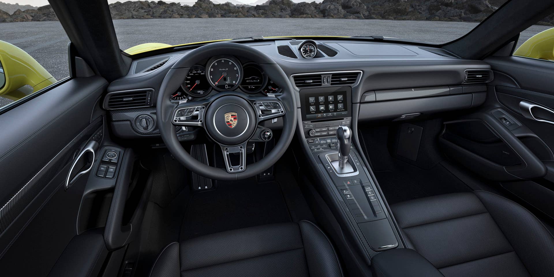 porsche 911 turbo s steering wheel cabin interior