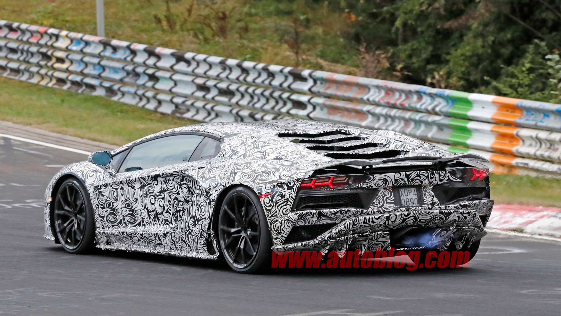 Lamborghini Aventador Spy Shots Three Quarter Rear End Exterior
