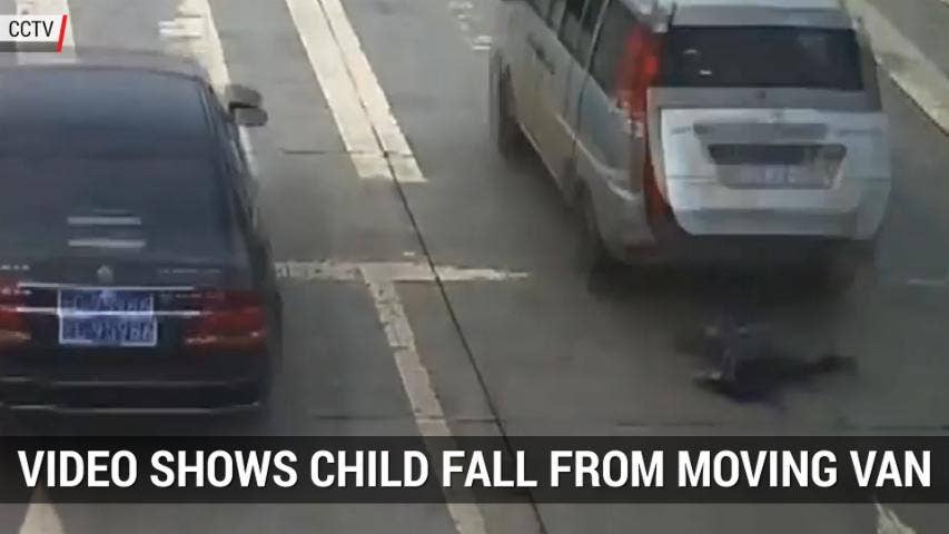 Video Shows Another Child Fall Out Of A Moving Van In China | Autoblog Minute