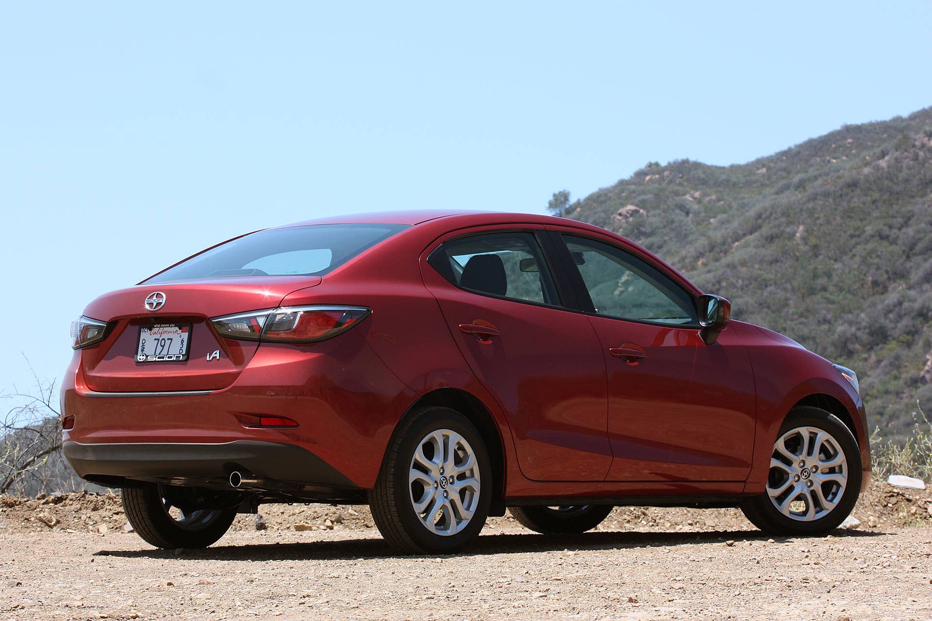 2016 Scion iA rear 3/4 view