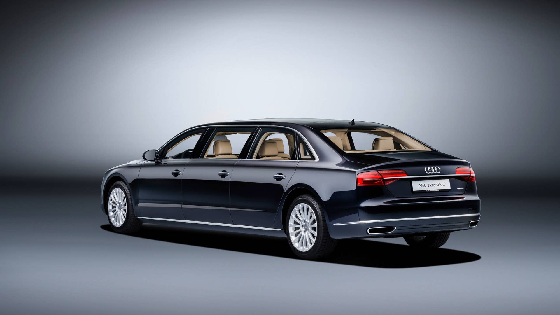 audi a8l extended rear three quarters driver