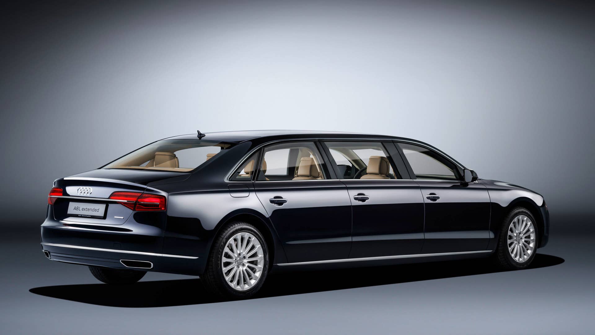 audi a8l extended rear three quarters