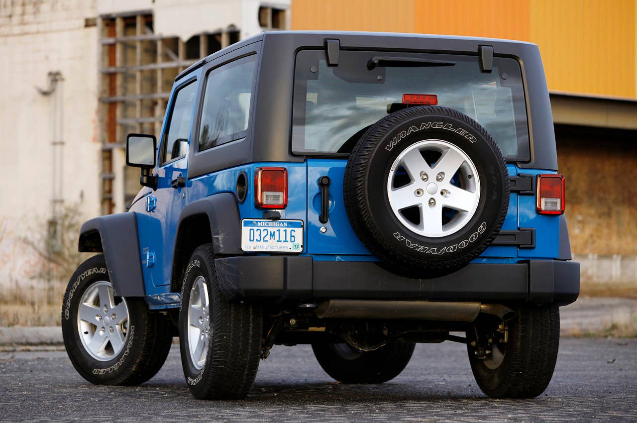 2012 Jeep Wrangler Sport rear 3/4 view