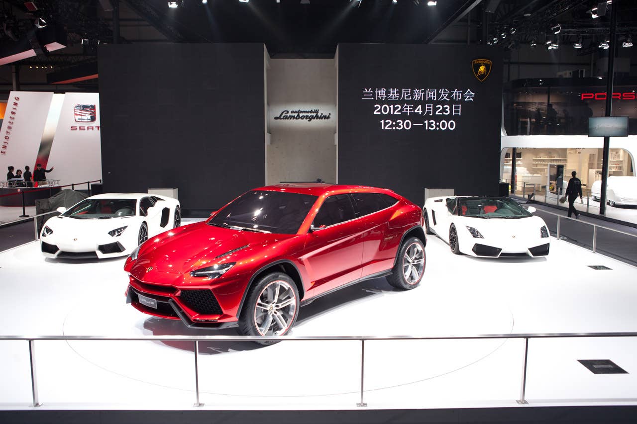 The new Lamborghini Urus at the Beijing Auto Show in Beijing, China, April 23, 2012.