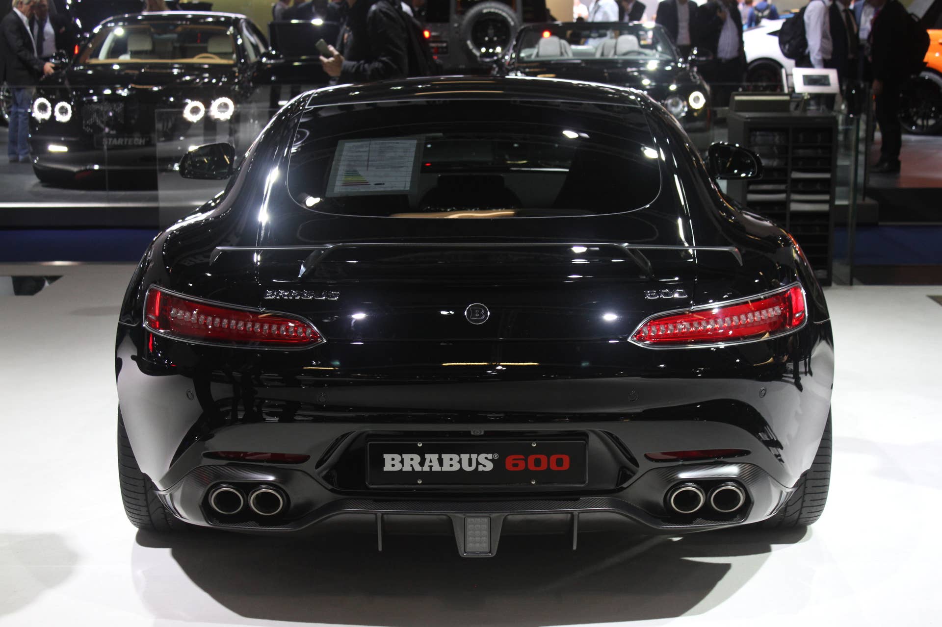 The Brabus 600, a tuned Mercedes-AMG GT S, at the Frankfurt Motor Show, rear view.