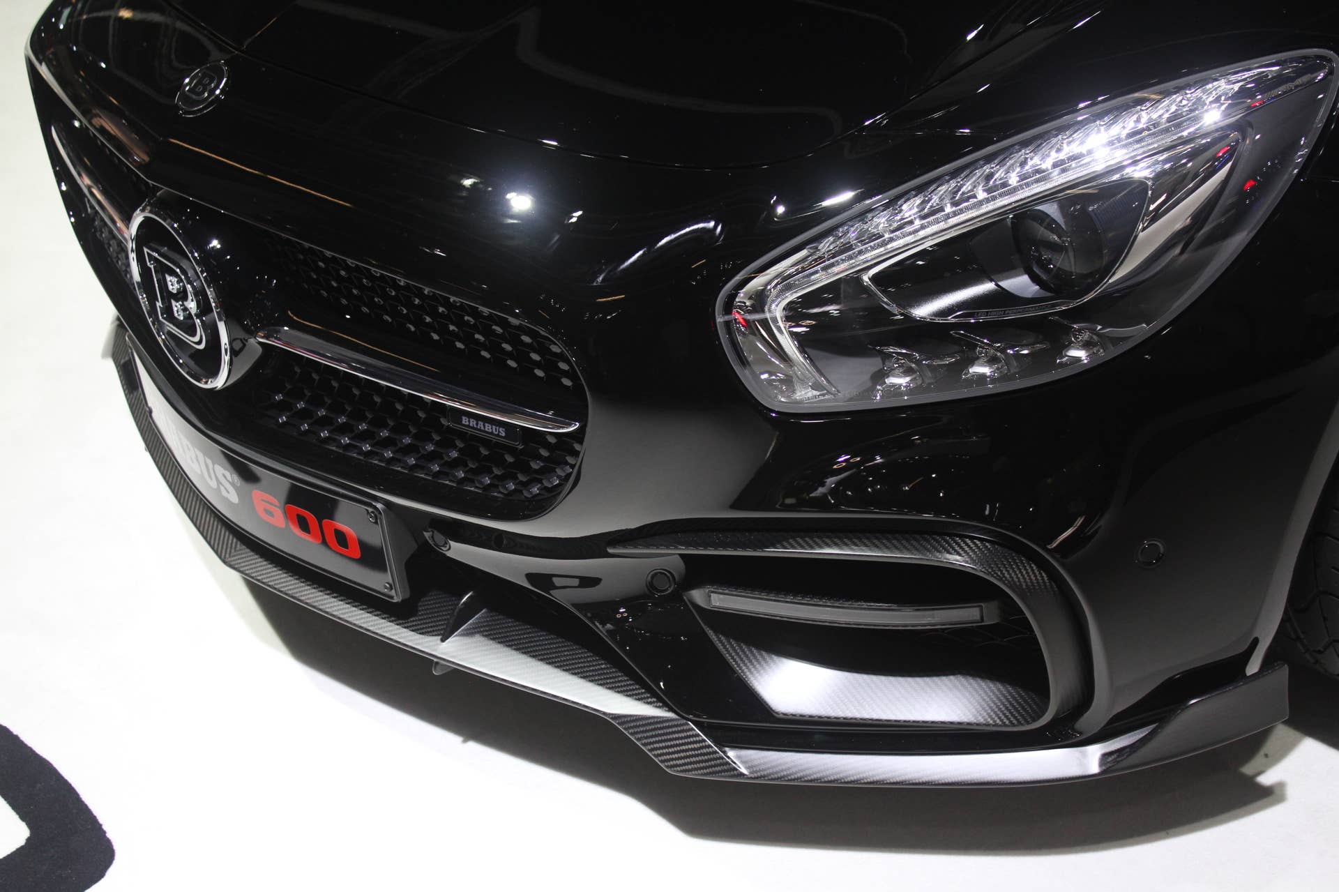 The Brabus 600, a tuned Mercedes-AMG GT S, at the Frankfurt Motor Show, detail of the front fascia.