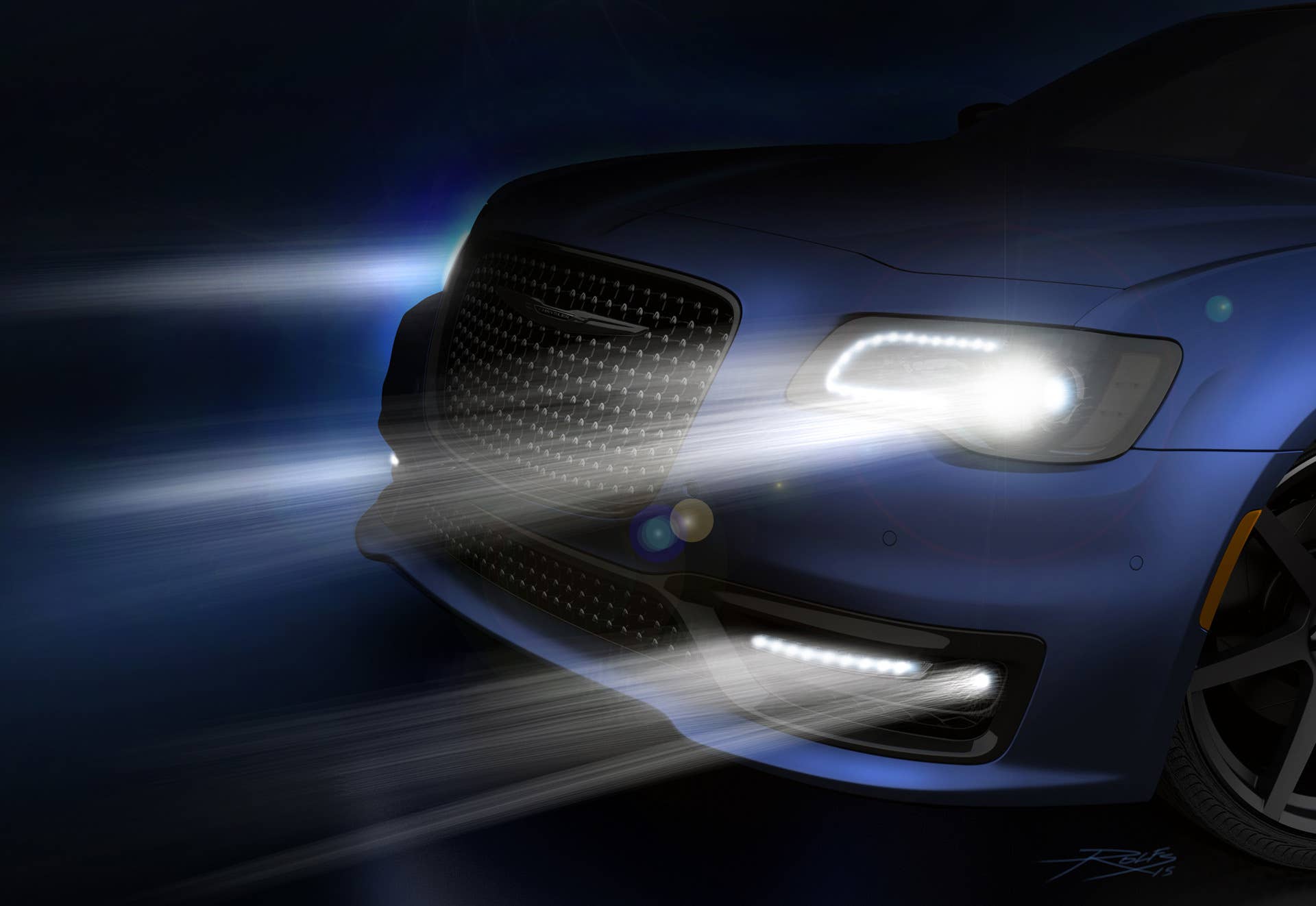 chrysler 300 blue led headlights sema