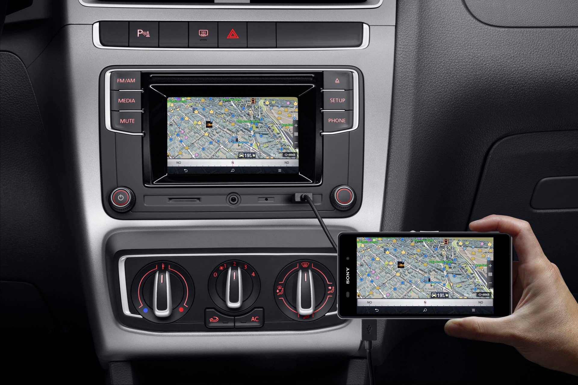 VW Fox Track infotainment phone