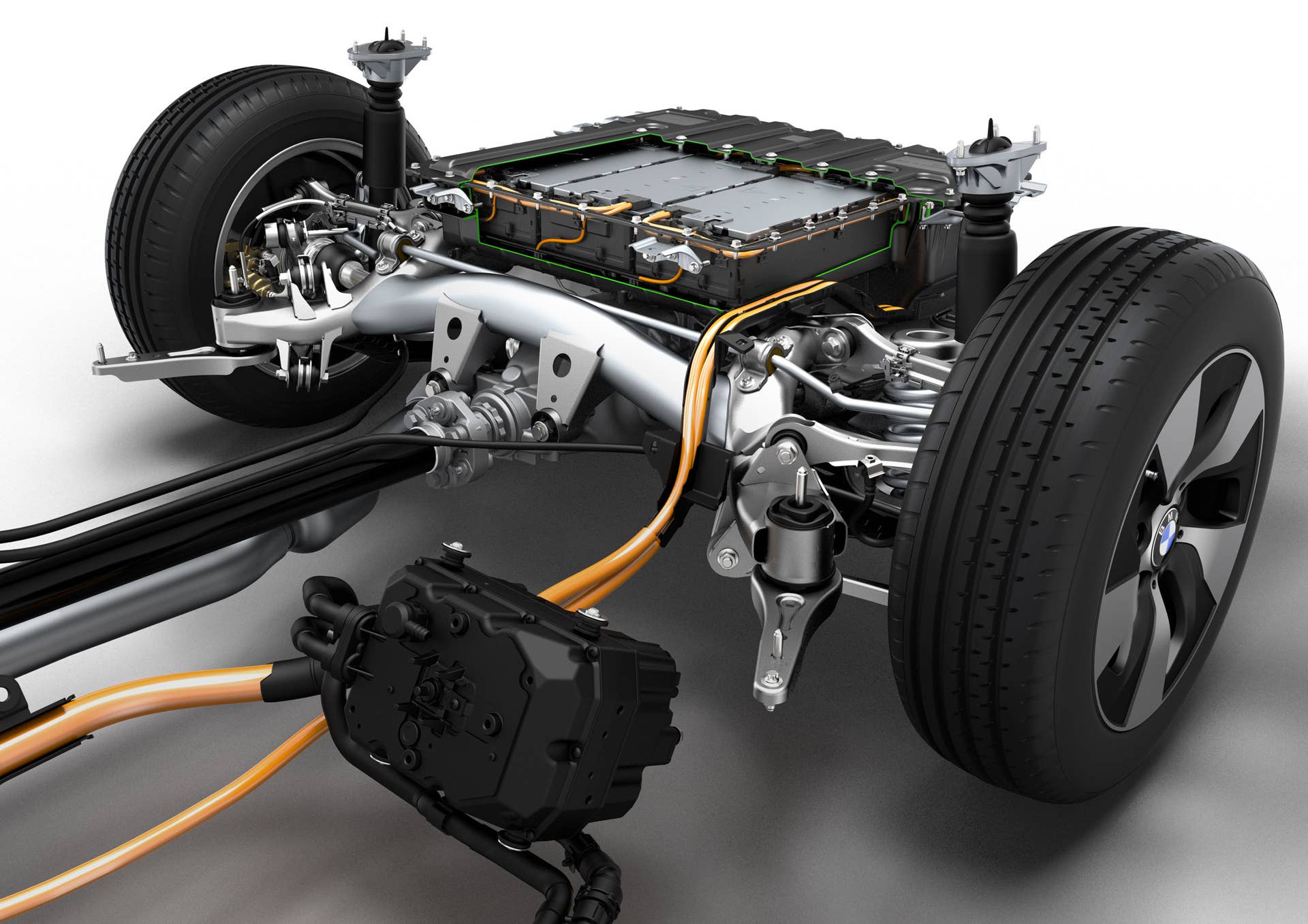 bmw 330e powertrain rear detail