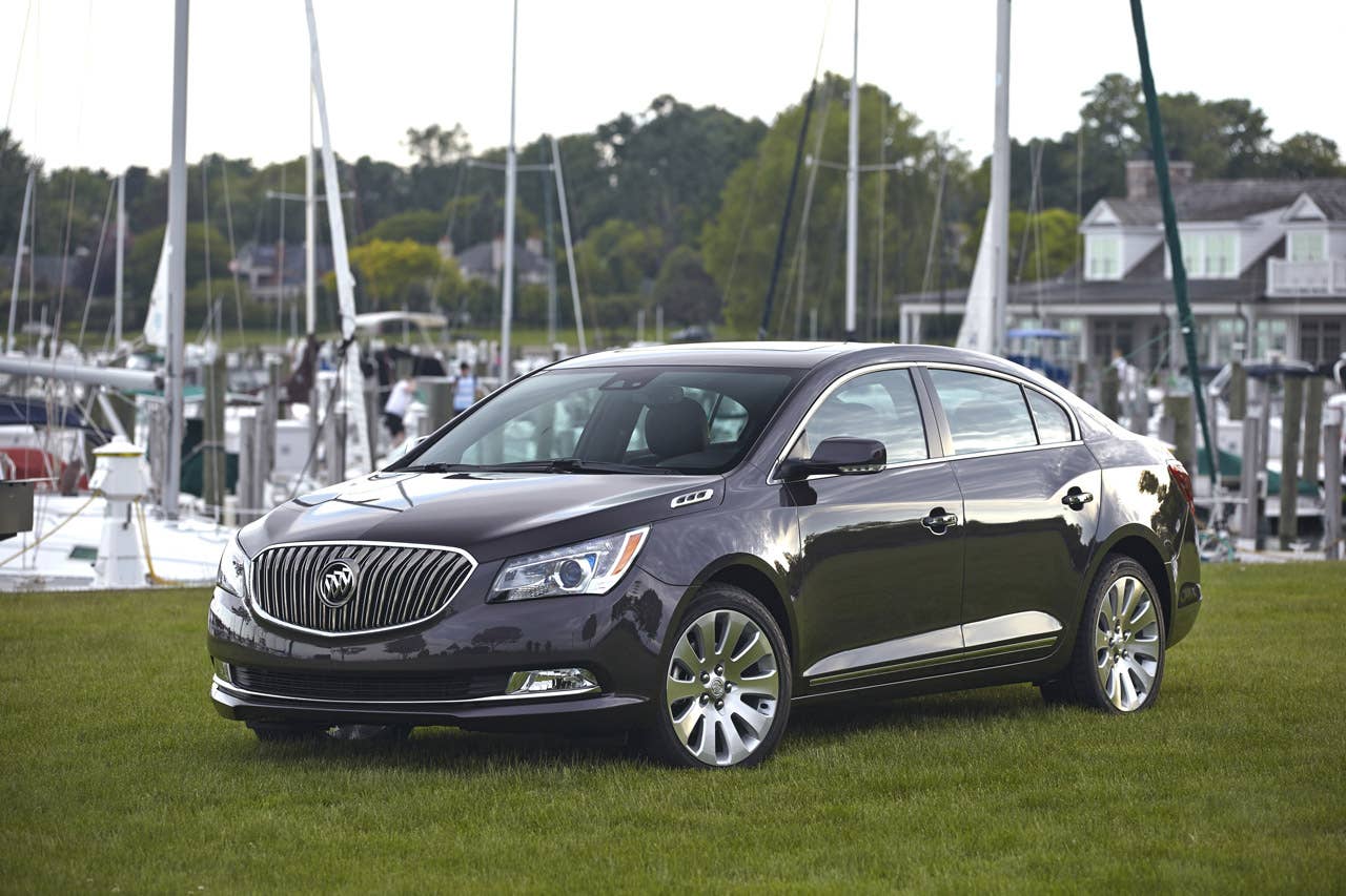2014 Buick LaCrosse 1SL AWD with Midnight Amethyst Metallic exterior color and 19 Alloy Wheels.  side view